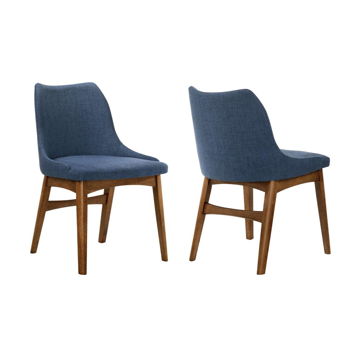 Azalea Blue Fabric and Walnut Wood Dining Side Chairs - Set of 2 By Armen Living | Side Chairs |  Modishstore  - 2