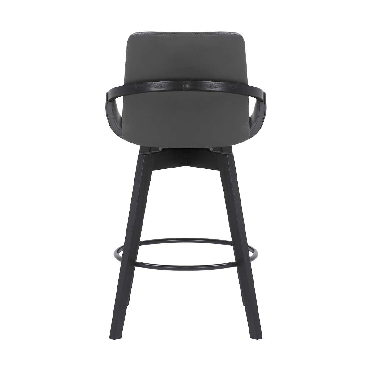 Baylor 26" Gray Faux Leather and Black Wood Swivel Bar Stool By Armen Living | Bar Stools | Modishstore - 4