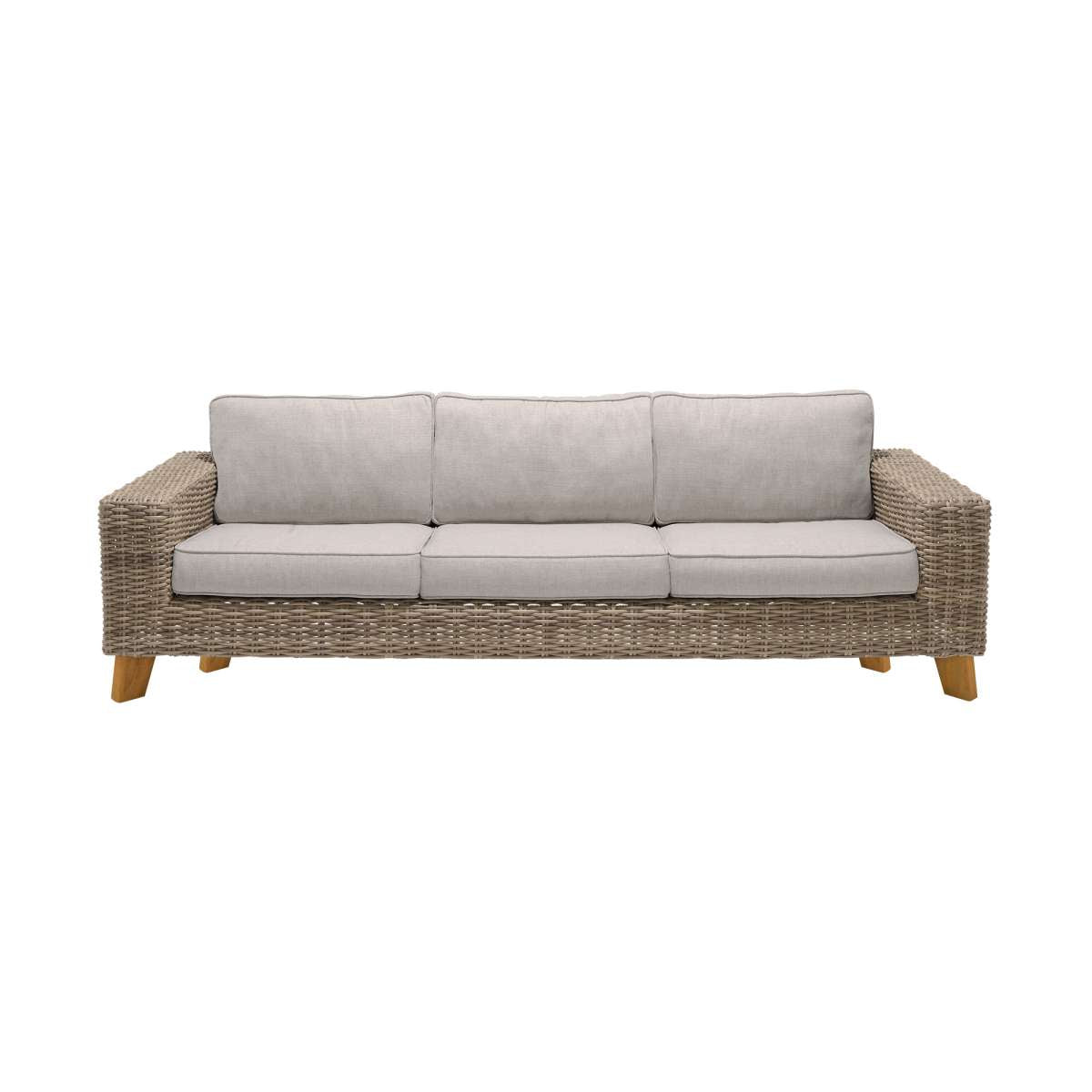 Bahamas Outdoor Wicker & Teak Wood Sofa with Beige Olefin By Armen Living | Outdoor Sofas, Loveseats & Sectionals |  Modishstore  - 4