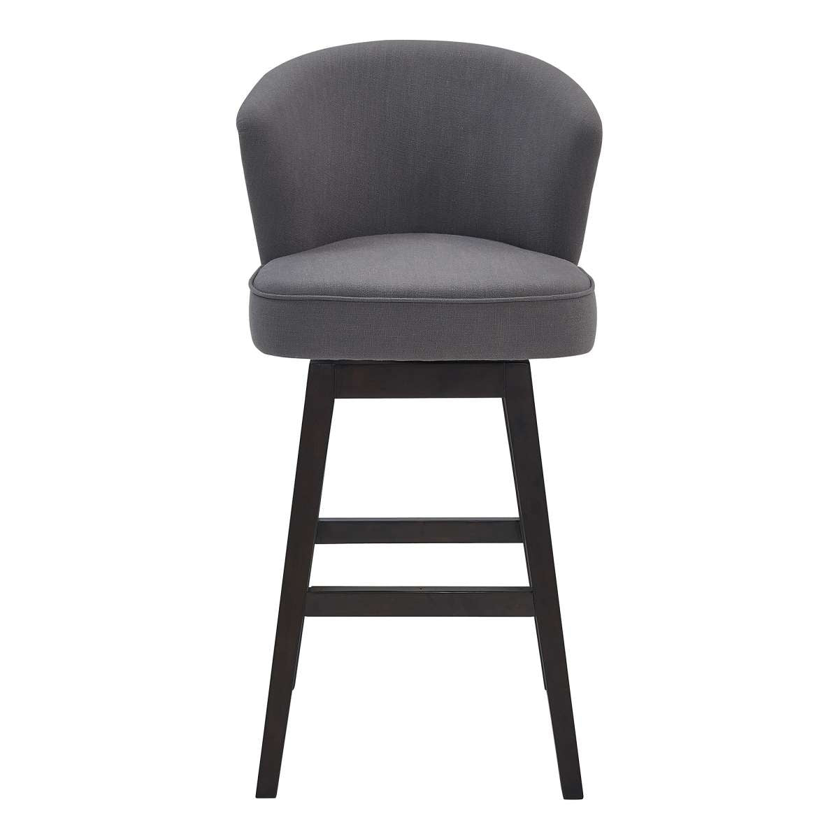 Brandy 30" Bar Height Swivel Grey Fabric and Espresso Wood Bar Stool By Armen Living | Bar Stools |  Modishstore  - 2