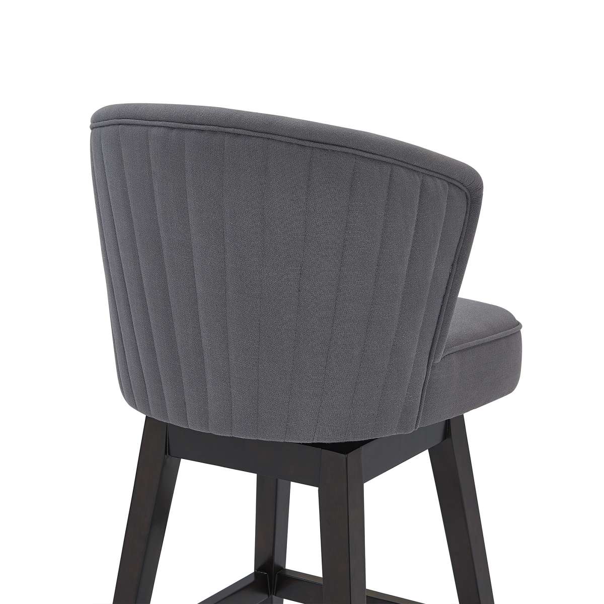 Brandy 30" Bar Height Swivel Grey Fabric and Espresso Wood Bar Stool By Armen Living | Bar Stools |  Modishstore  - 5