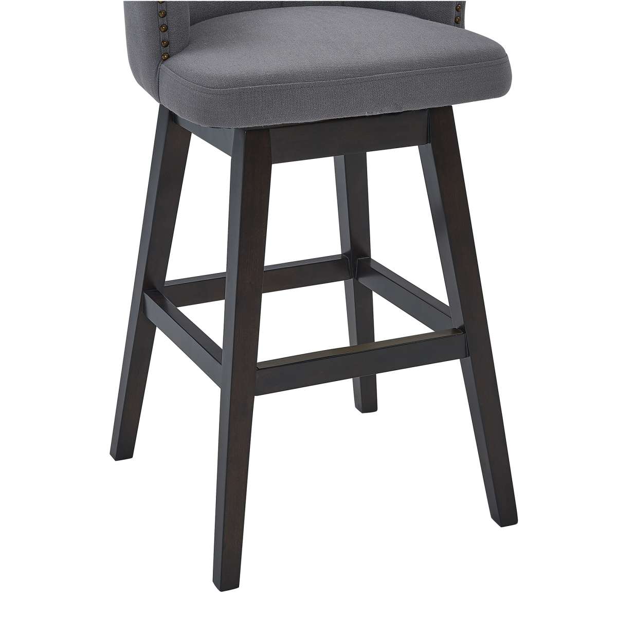 Brandy 30" Bar Height Swivel Grey Fabric and Espresso Wood Bar Stool By Armen Living | Bar Stools |  Modishstore  - 6