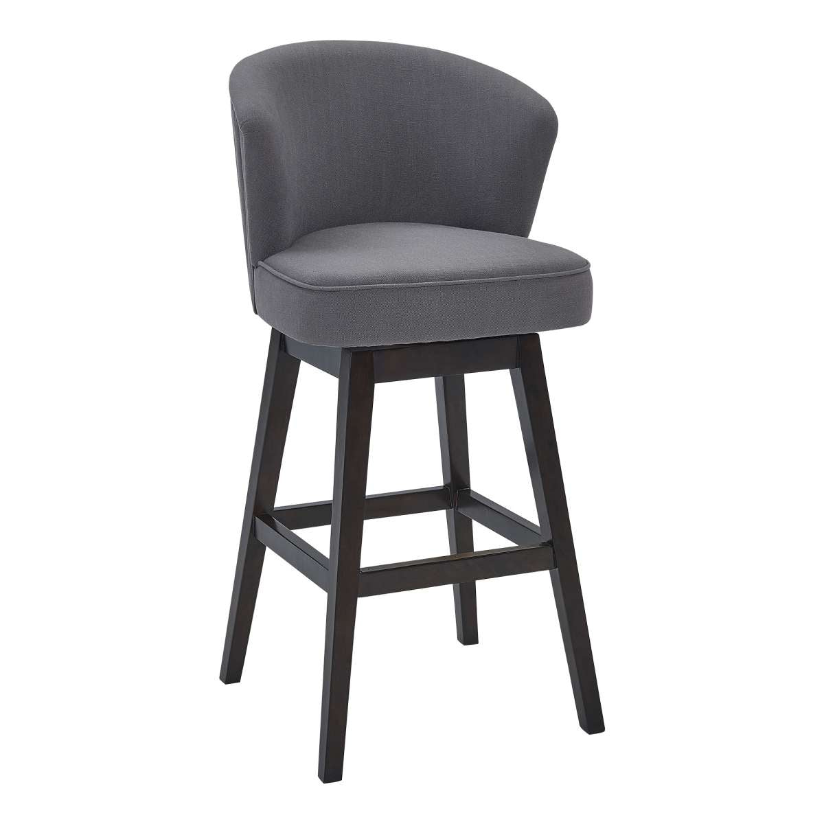 Brandy 30" Bar Height Swivel Grey Fabric and Espresso Wood Bar Stool By Armen Living | Bar Stools |  Modishstore  - 8