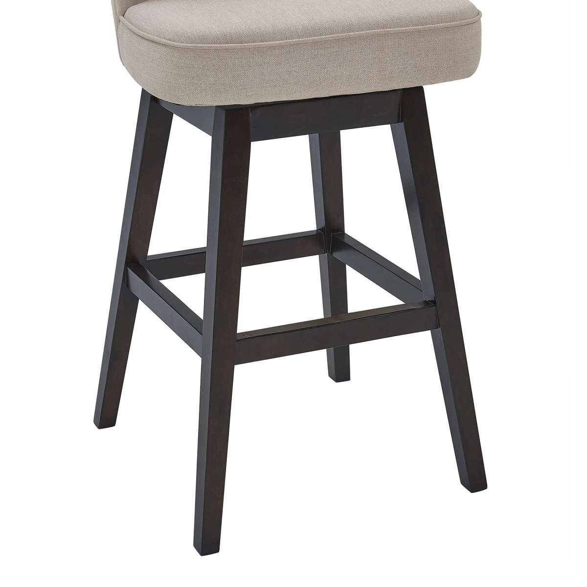 Brandy 26" Counter Height Swivel Tan Fabric and Espresso Wood Bar Stool By Armen Living | Bar Stools |  Modishstore  - 3