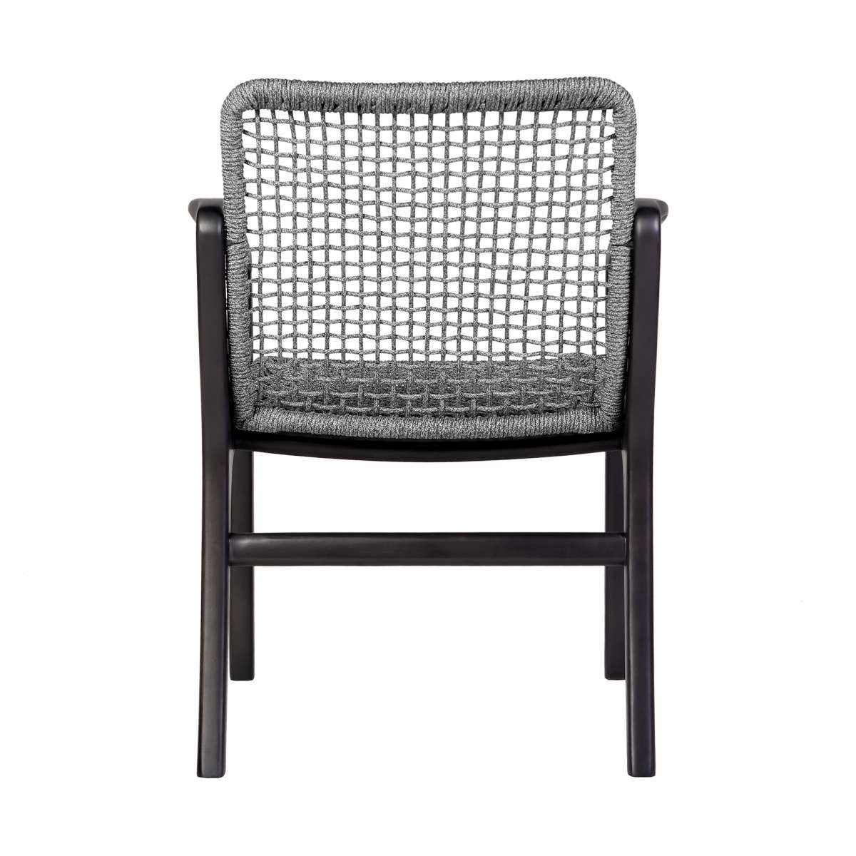Beckham Outdoor Patio Dining Chair in Dark Eucalyptus Wood and Gray Rope By Armen Living | Outdoor Chairs | Modishstore - 5