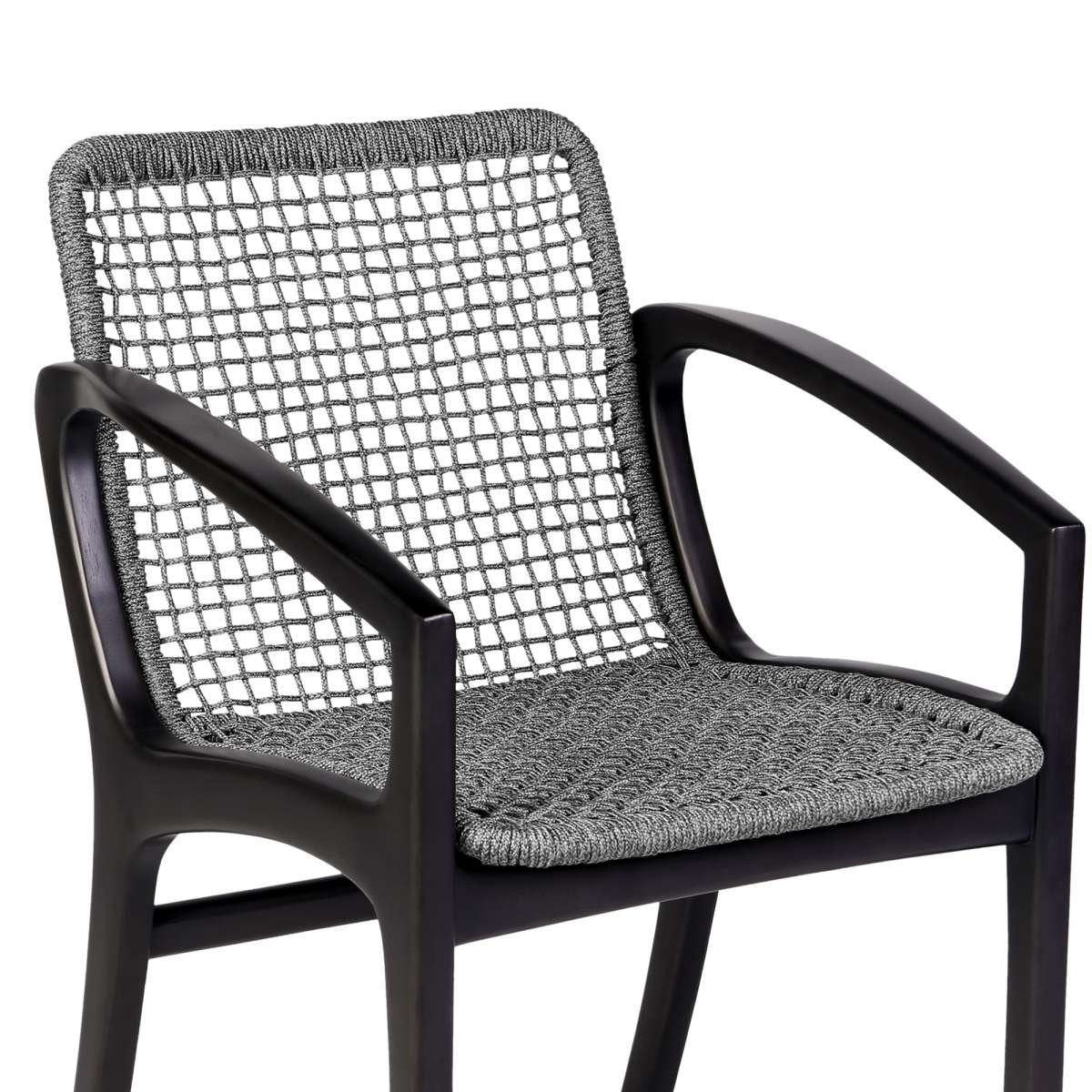 Beckham Outdoor Patio Dining Chair in Dark Eucalyptus Wood and Gray Rope By Armen Living | Outdoor Chairs | Modishstore - 6