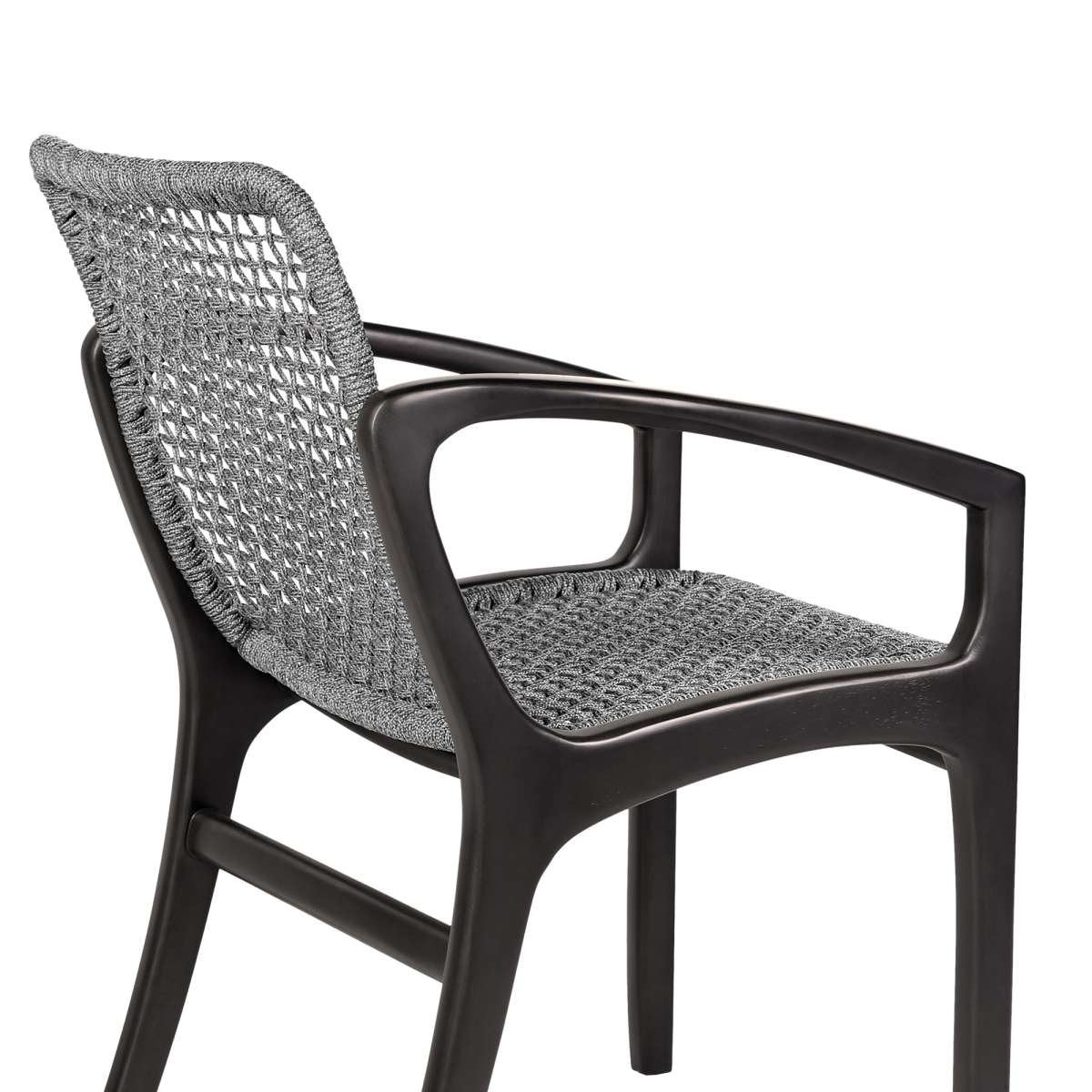 Beckham Outdoor Patio Dining Chair in Dark Eucalyptus Wood and Gray Rope By Armen Living | Outdoor Chairs | Modishstore - 10