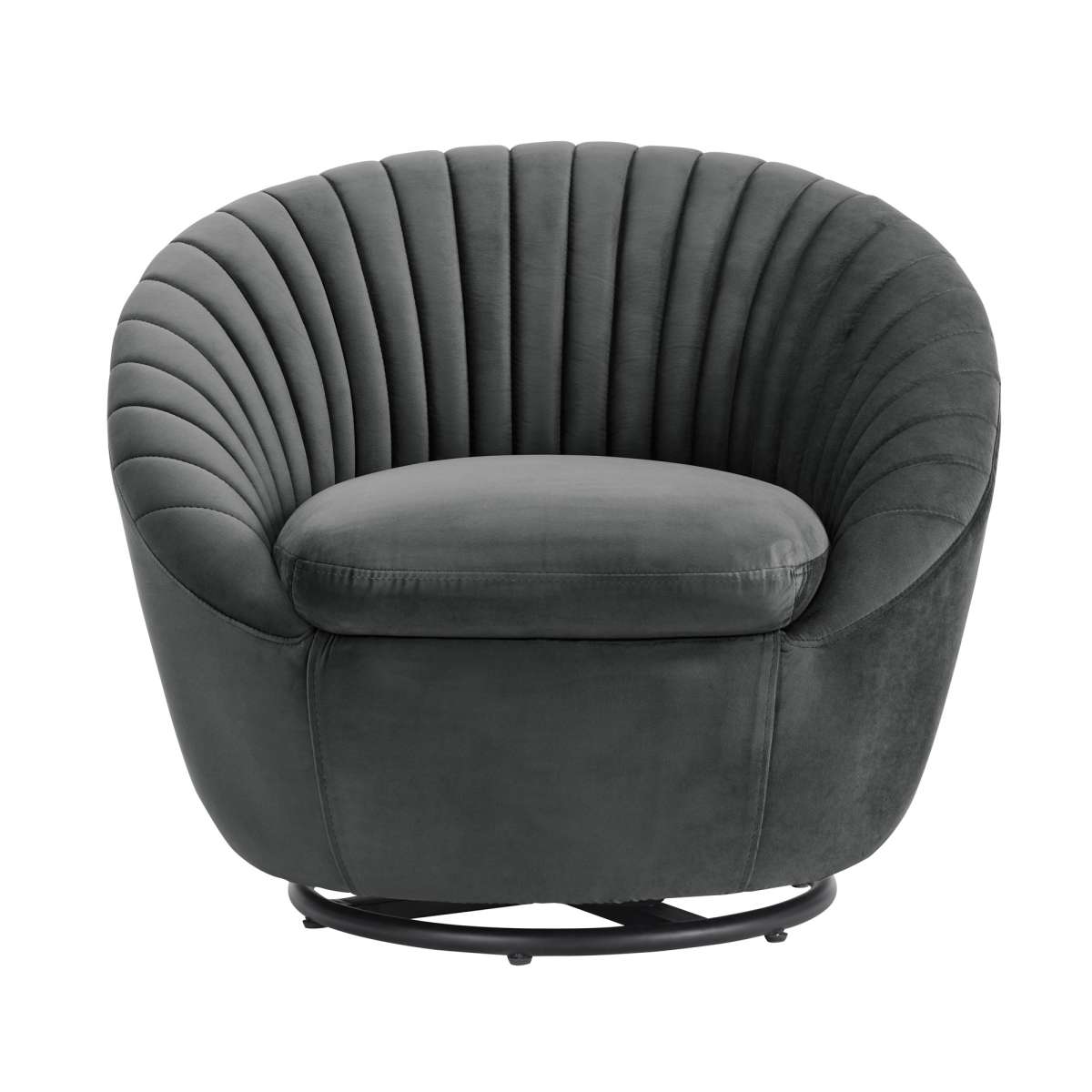 Bella Biege Velvet Swivel Accent Chair with Black Base By Armen Living | Accent Chairs |  Modishstore  - 9