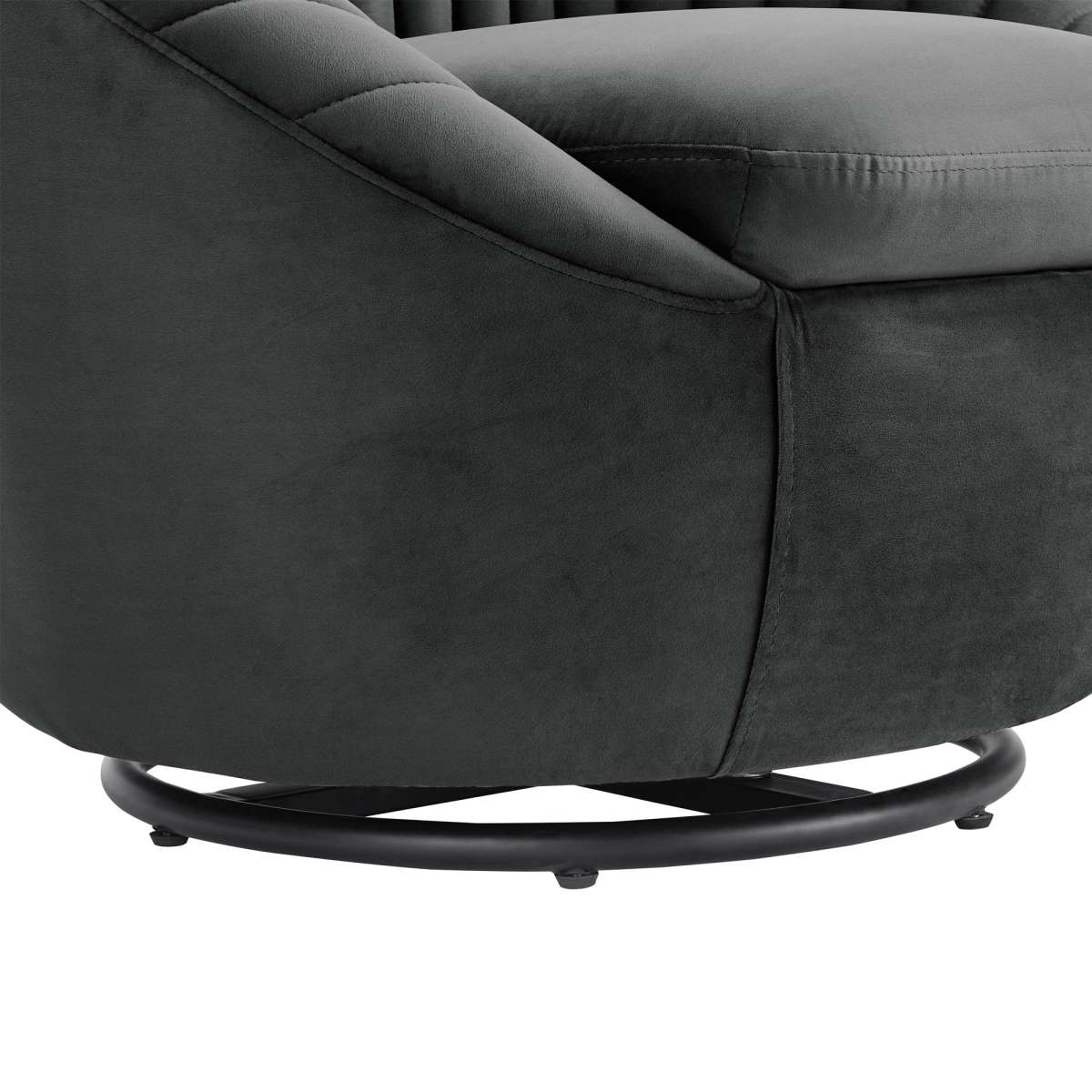 Bella Biege Velvet Swivel Accent Chair with Black Base By Armen Living | Accent Chairs |  Modishstore  - 13