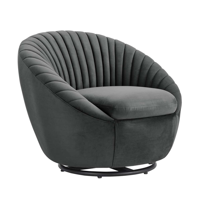 Bella Biege Velvet Swivel Accent Chair with Black Base By Armen Living | Accent Chairs |  Modishstore  - 8