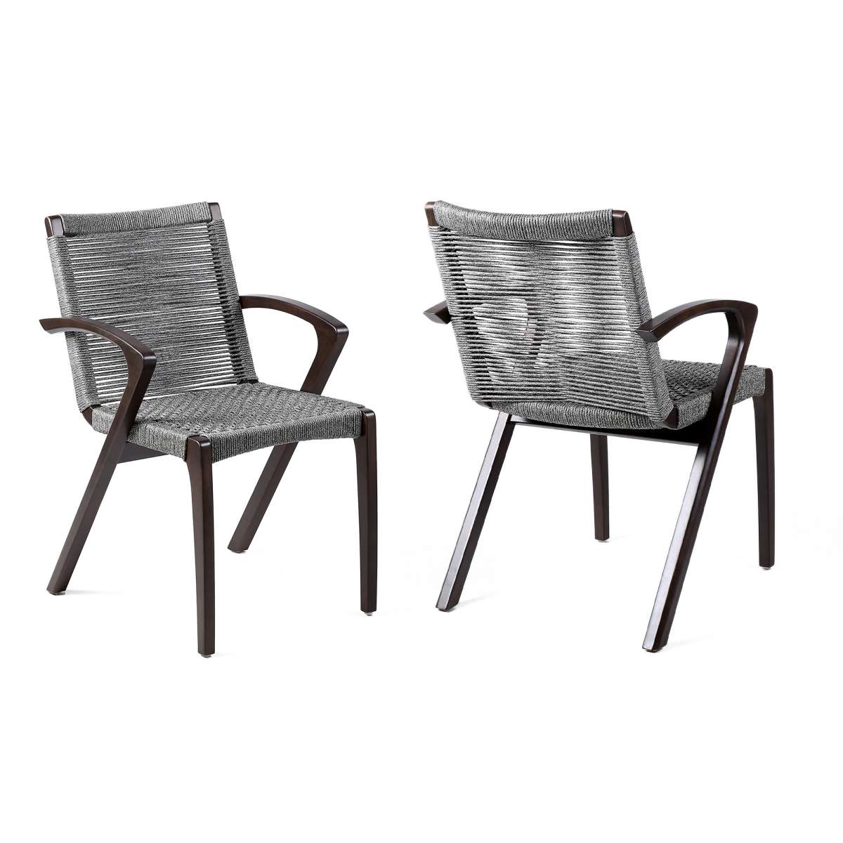 Brielle Outdoor Light Eucalyptus Wood and Charcoal Rope Dining Chairs - Set of 2 By Armen Living | Outdoor Chairs |  Modishstore  - 5