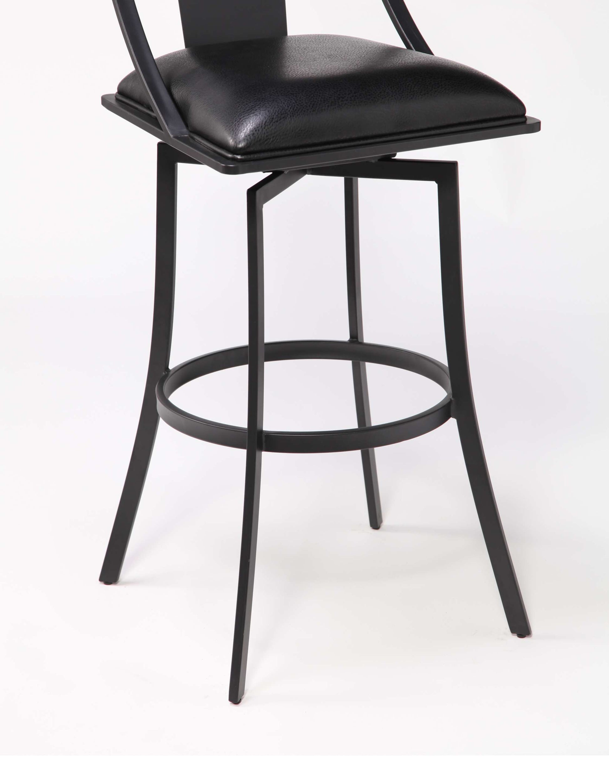 Brisbane Contemporary 26" Counter Height Barstool in Matte Black Finish and Black Faux Leather By Armen Living | Bar Stools |  Modishstore  - 2