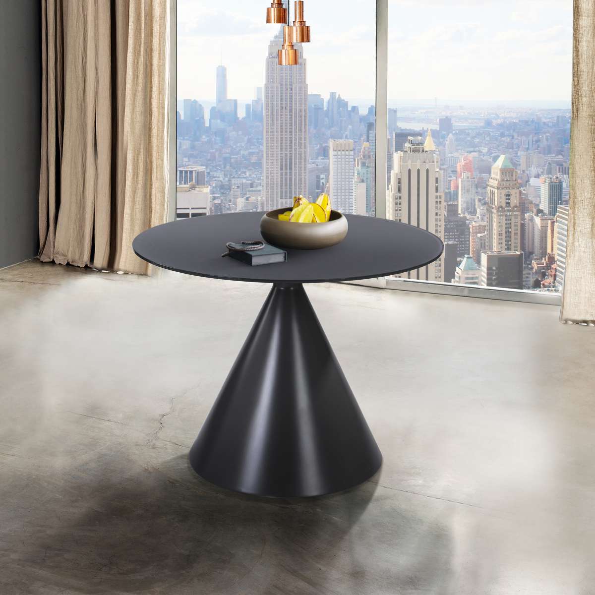 Brittany Contemporary Dining Table in Gray Matte Finish and Gray Glass Top By Armen Living | Dining Tables | Modishstore