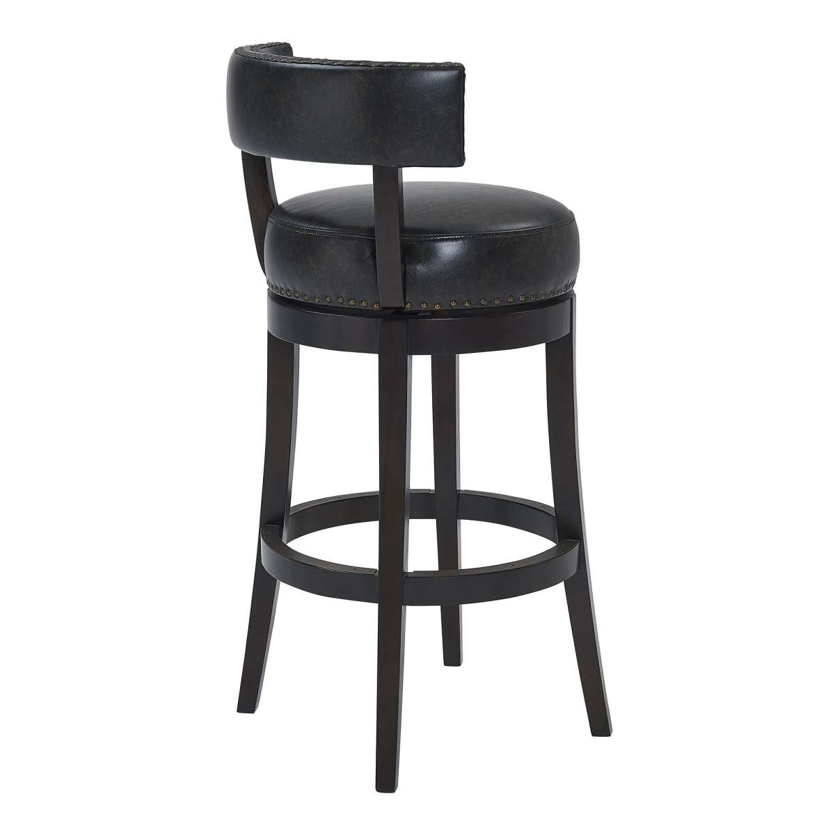 Corbin 26" Counter Height Swivel Onyx Faux Leather and Espresso Wood Bar Stool By Armen Living | Bar Stools |  Modishstore  - 8