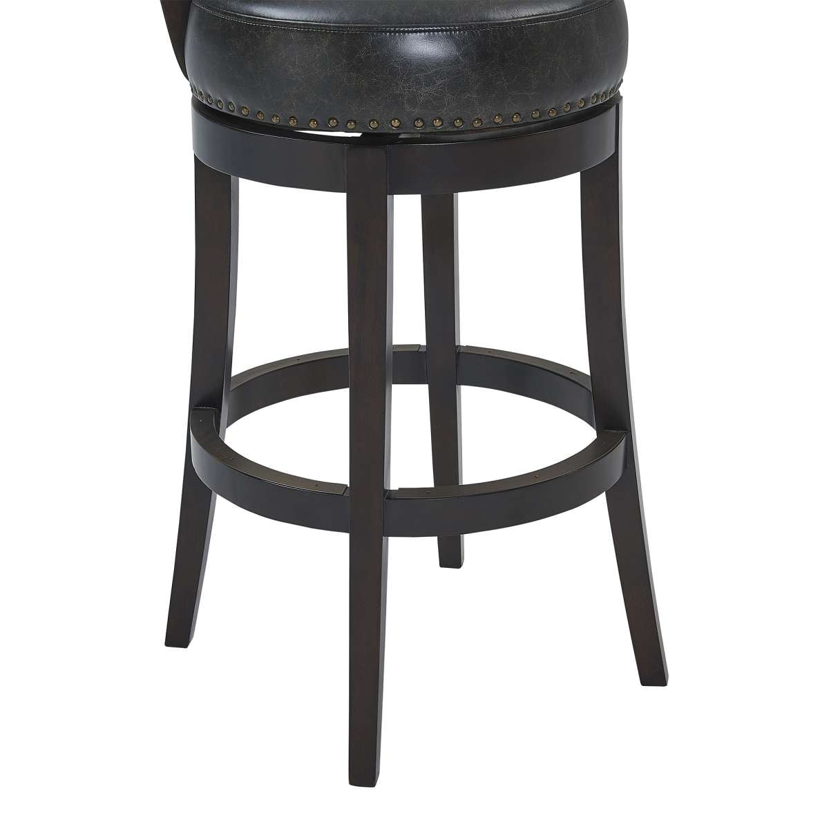 Corbin 26" Counter Height Swivel Onyx Faux Leather and Espresso Wood Bar Stool By Armen Living | Bar Stools |  Modishstore  - 4