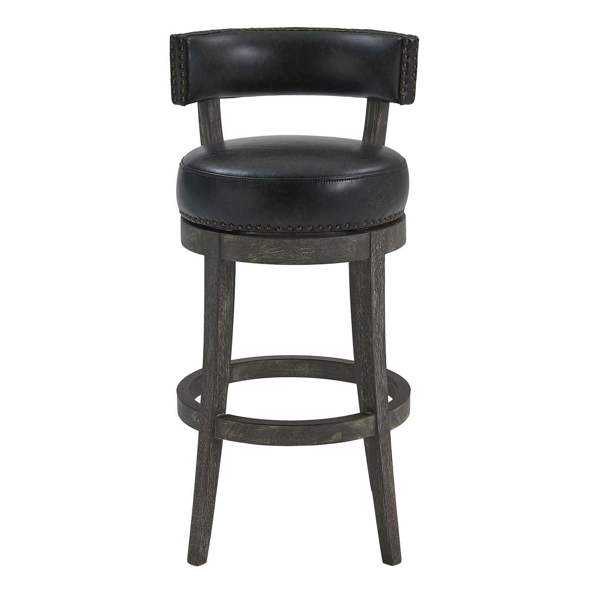 Corbin 26" Counter Height Swivel Onyx Faux Leather and American Grey Wood Bar Stool By Armen Living | Bar Stools |  Modishstore  - 7