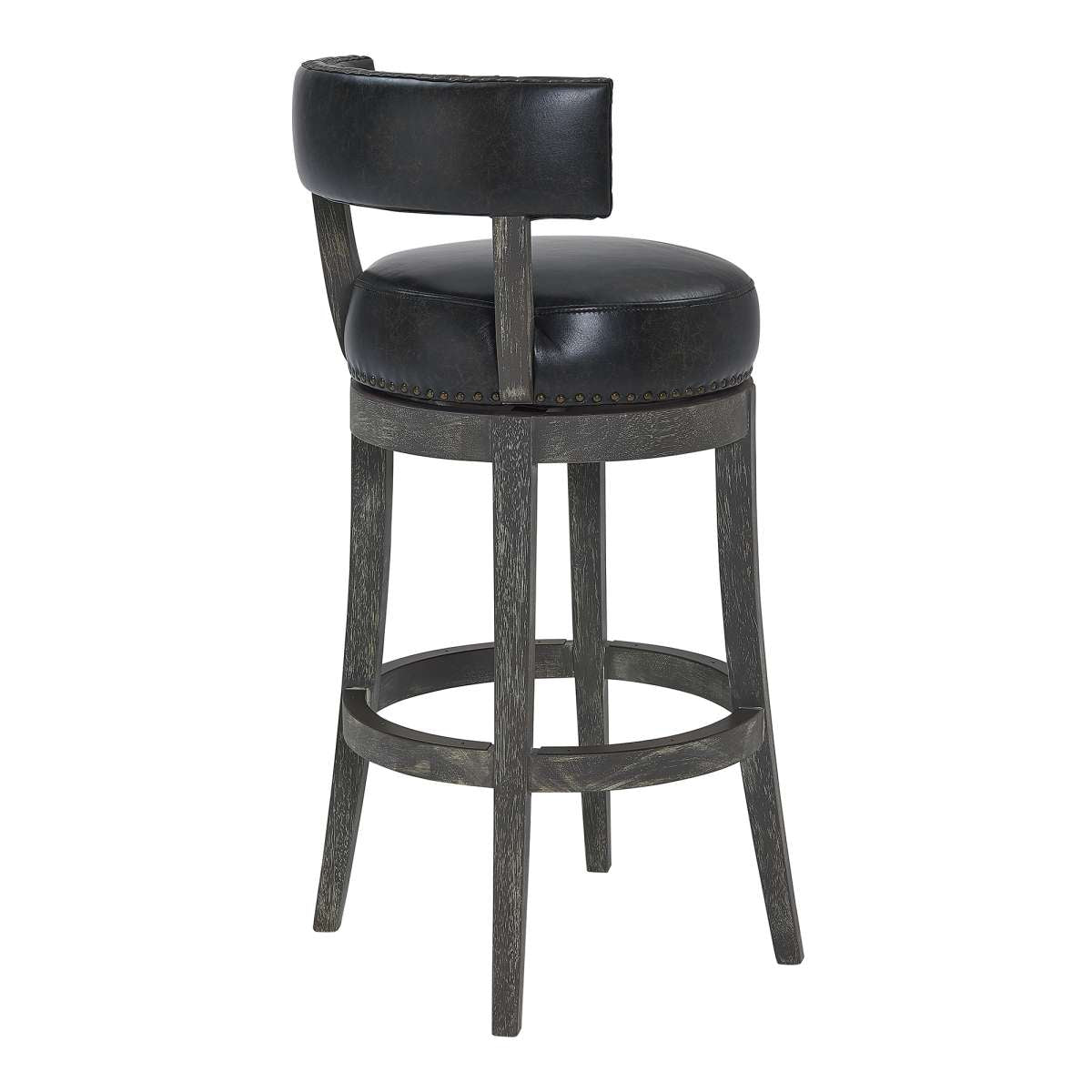 Corbin 26" Counter Height Swivel Onyx Faux Leather and American Grey Wood Bar Stool By Armen Living | Bar Stools |  Modishstore  - 8