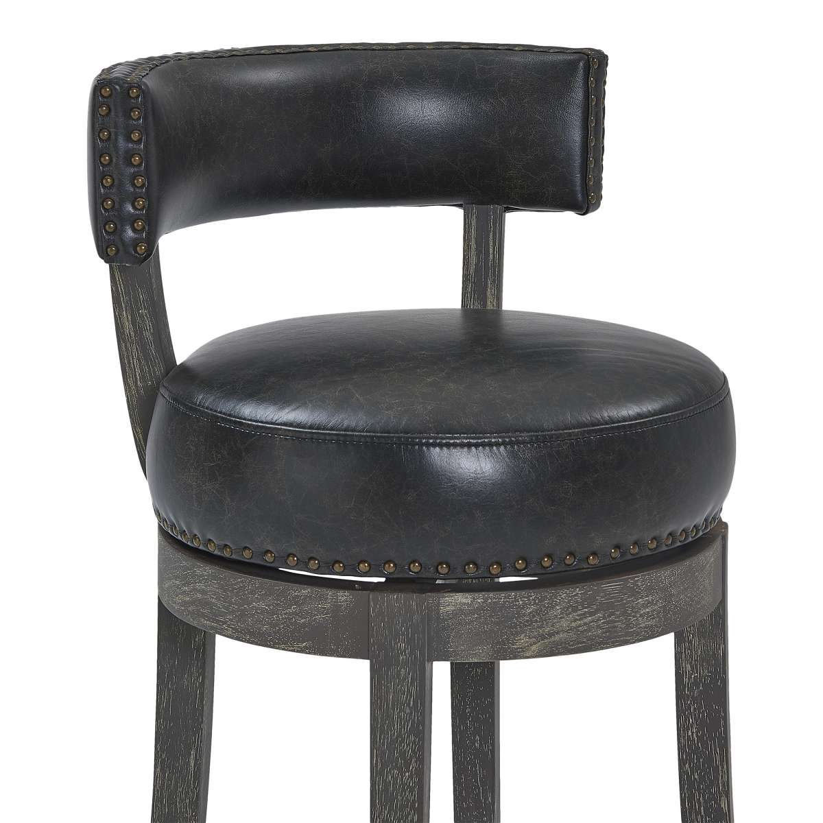 Corbin 26" Counter Height Swivel Onyx Faux Leather and American Grey Wood Bar Stool By Armen Living | Bar Stools |  Modishstore  - 2