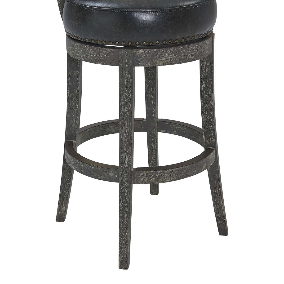 Corbin 26" Counter Height Swivel Onyx Faux Leather and American Grey Wood Bar Stool By Armen Living | Bar Stools |  Modishstore  - 4