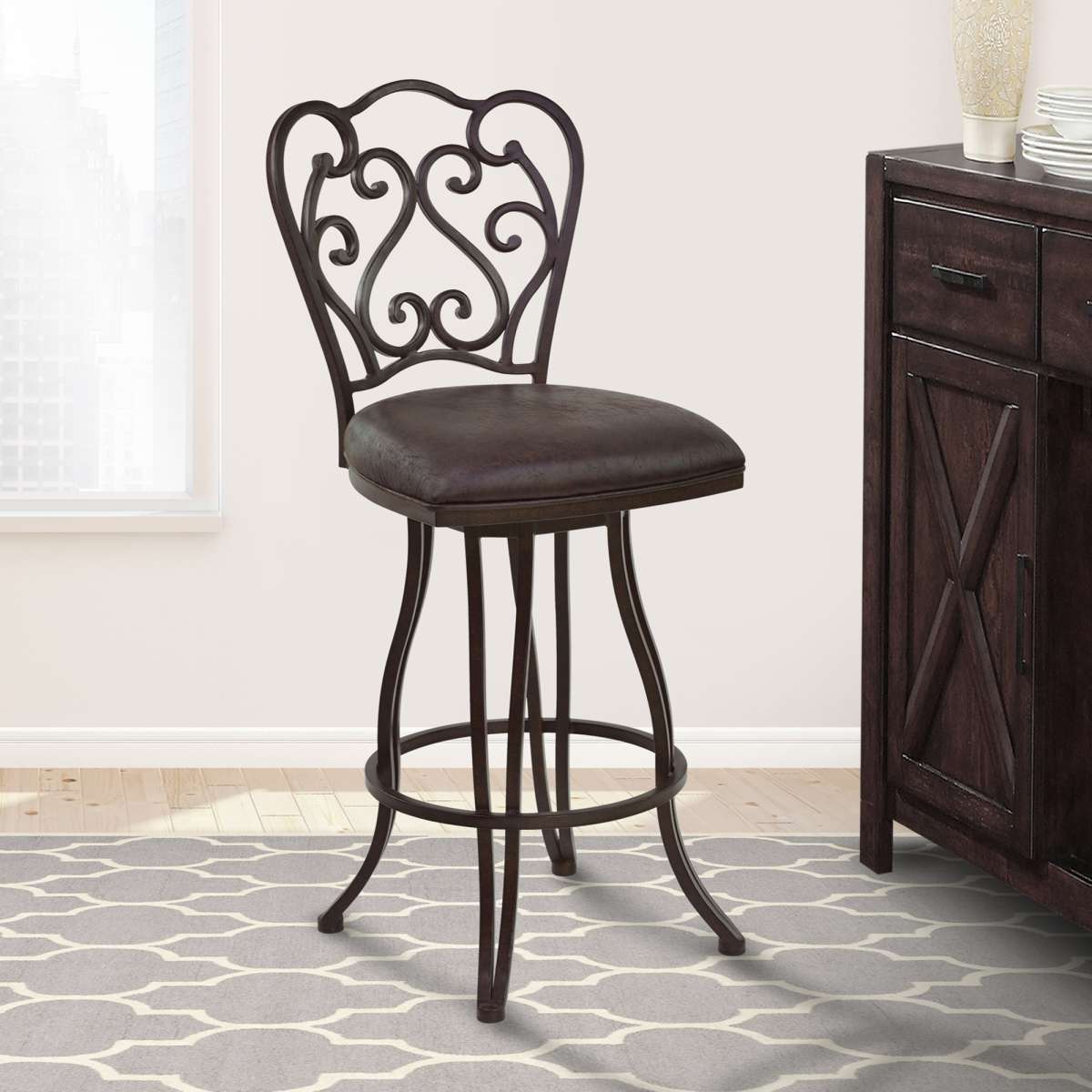 Celeste 26" Counter Height Metal Swivel Barstool By Armen Living | Bar Stools | Modishstore