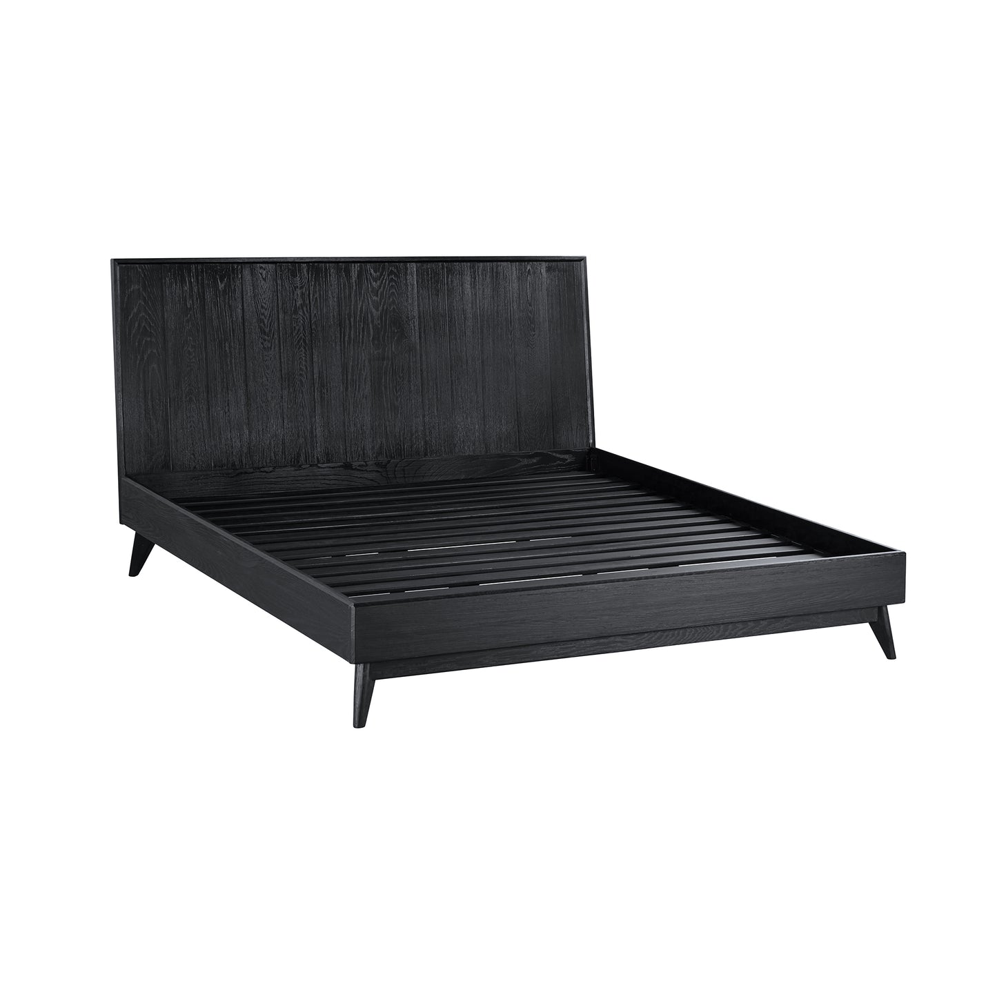 Carnaby King Platform Bed Frame in Black Brushed Oak Wood By Armen Living | Beds | Modishstore - 2