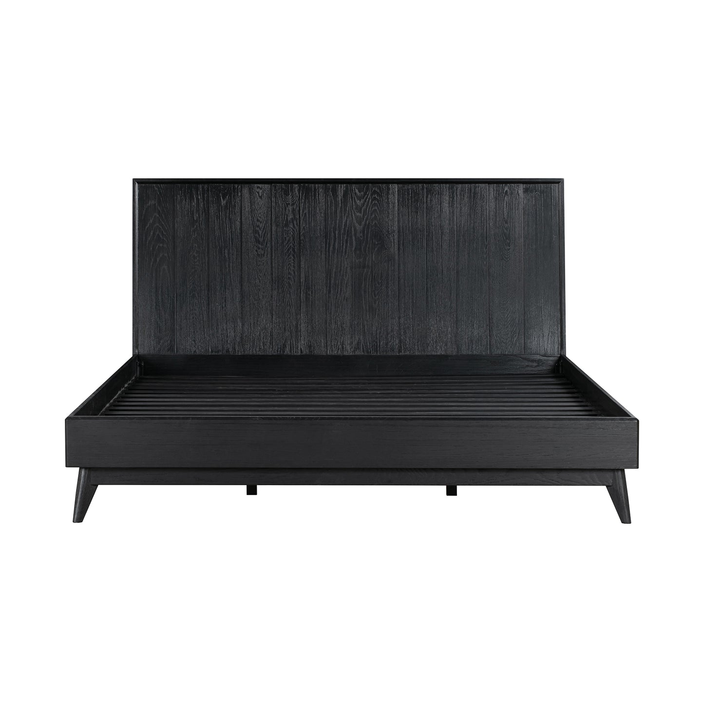 Carnaby King Platform Bed Frame in Black Brushed Oak Wood By Armen Living | Beds | Modishstore - 4