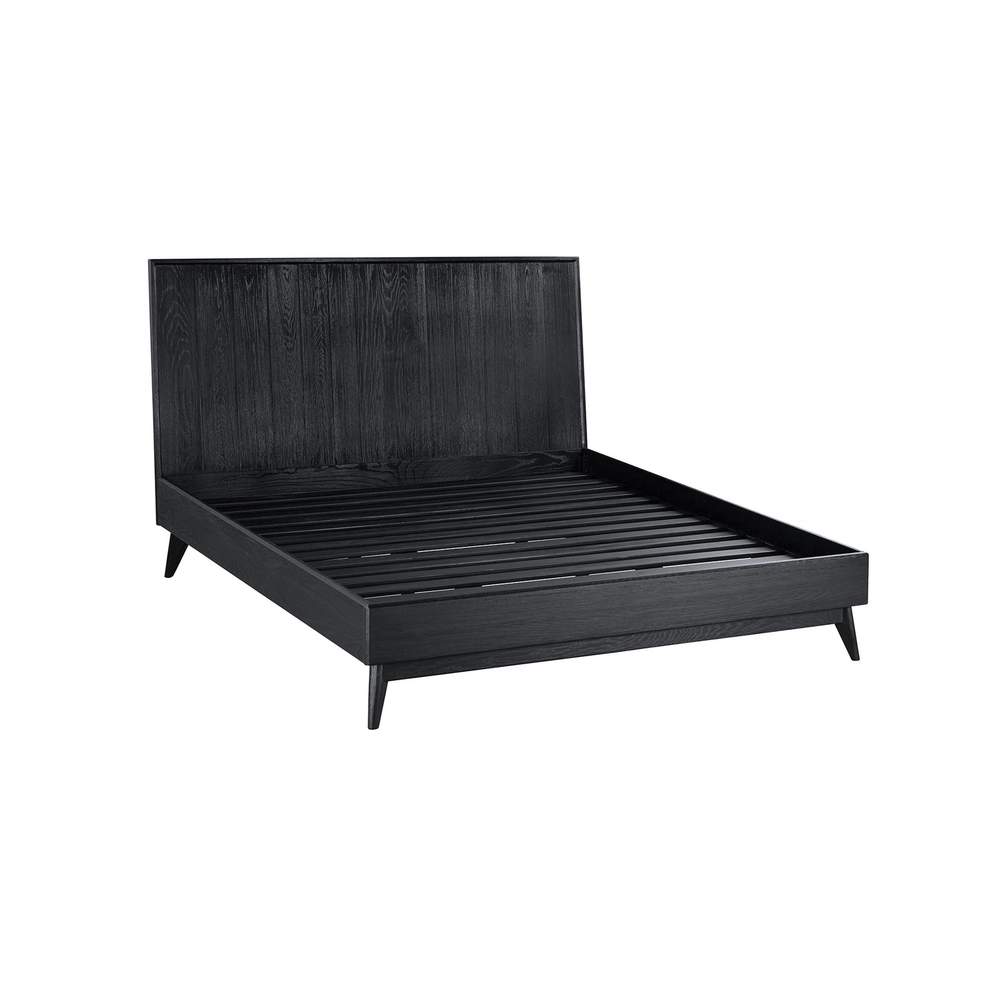 Carnaby Queen Platform Bed Frame in Black Brushed Oak Wood By Armen Living | Beds | Modishstore - 2