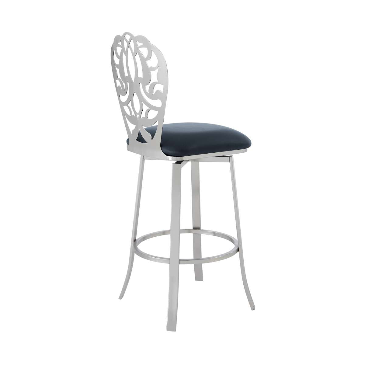 Cherie Contemporary 26" Counter Height Barstool in Brushed Stainless Steel Finish and Gray Faux Leather By Armen Living | Bar Stools |  Modishstore  - 6