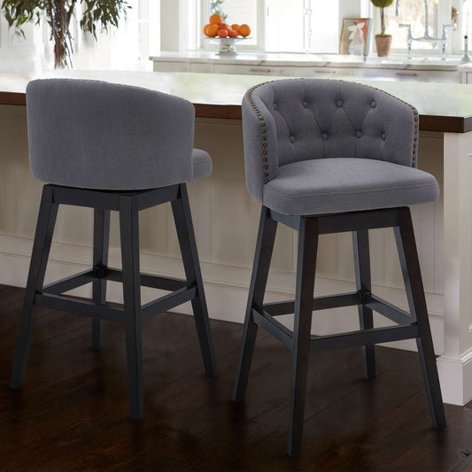 Celine 26" Counter Height Swivel Grey Fabric and Espresso Wood Bar Stool By Armen Living | Bar Stools |  Modishstore 