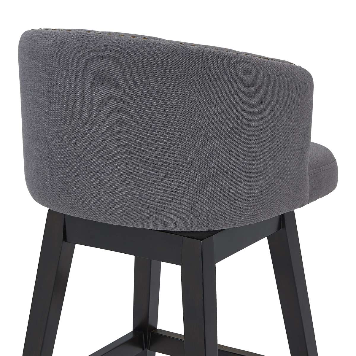 Celine 30" Bar Height Swivel Grey Fabric and Espresso Wood Bar Stool By Armen Living | Bar Stools |  Modishstore  - 6