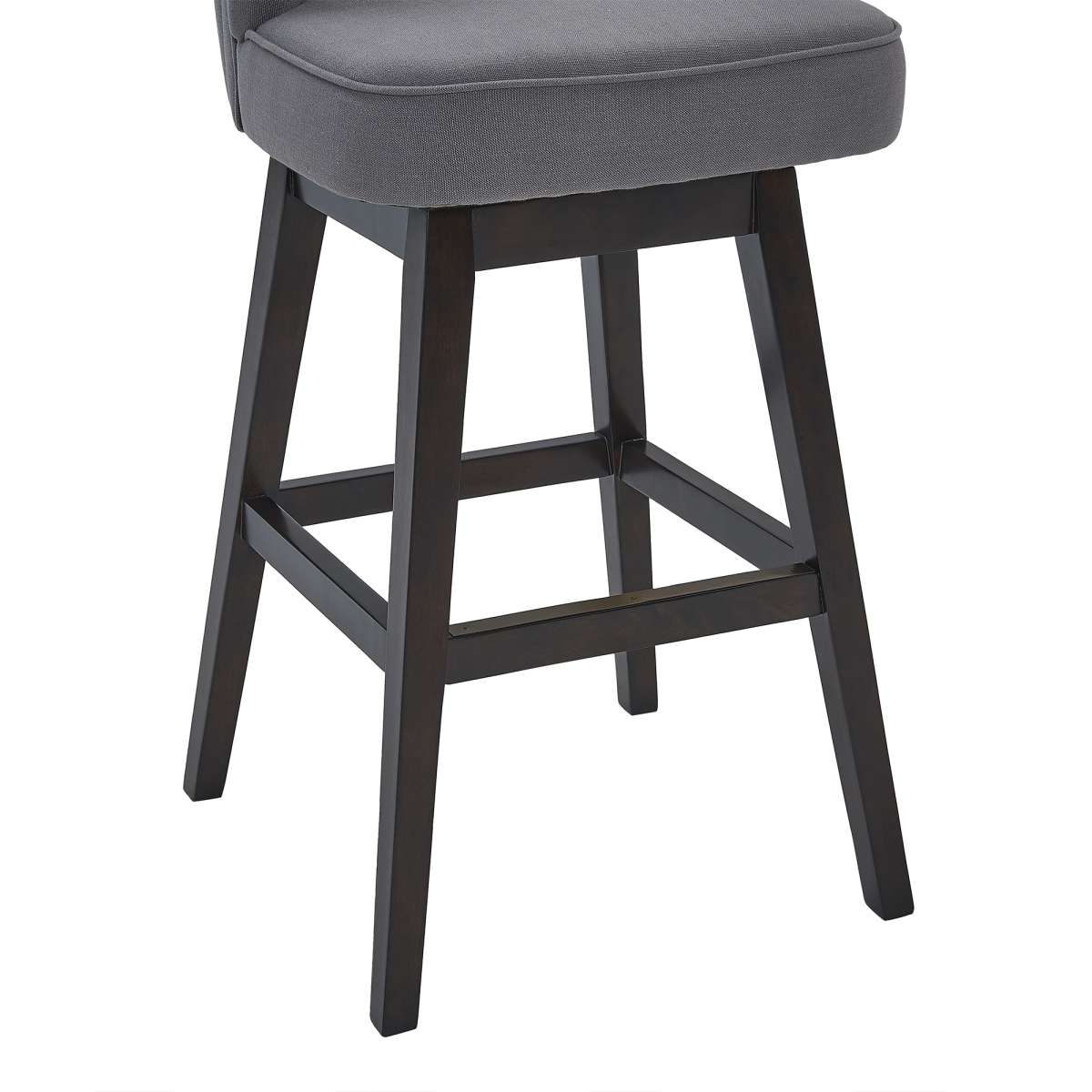 Celine 30" Bar Height Swivel Grey Fabric and Espresso Wood Bar Stool By Armen Living | Bar Stools |  Modishstore  - 7