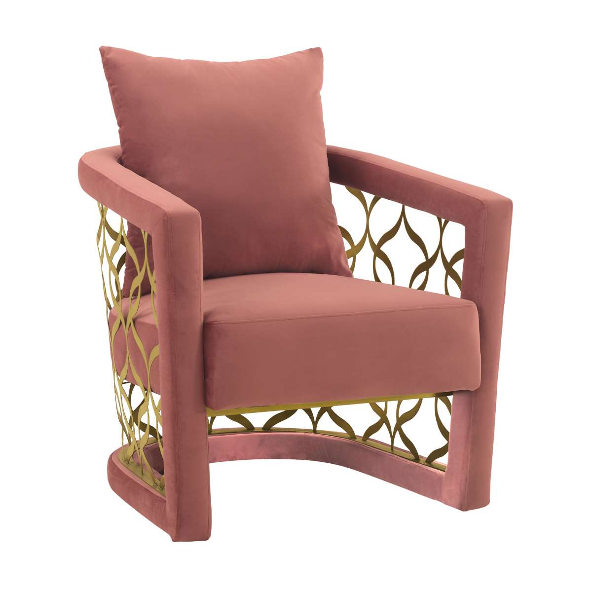 Corelli Blush Fabric Upholstered Accent Chair with Brushed Gold Legs By Armen Living | Accent Chairs |  Modishstore  - 2