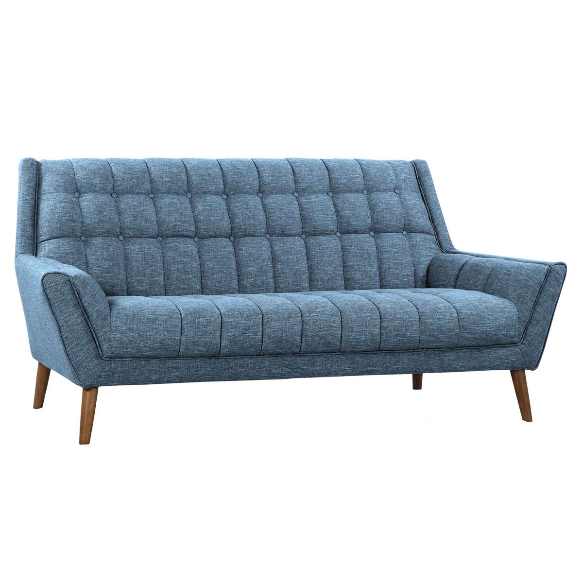 Cobra Mid-Century Modern Sofa in Blue Linen and Walnut Legs By Armen Living | Sofas |  Modishstore  - 2