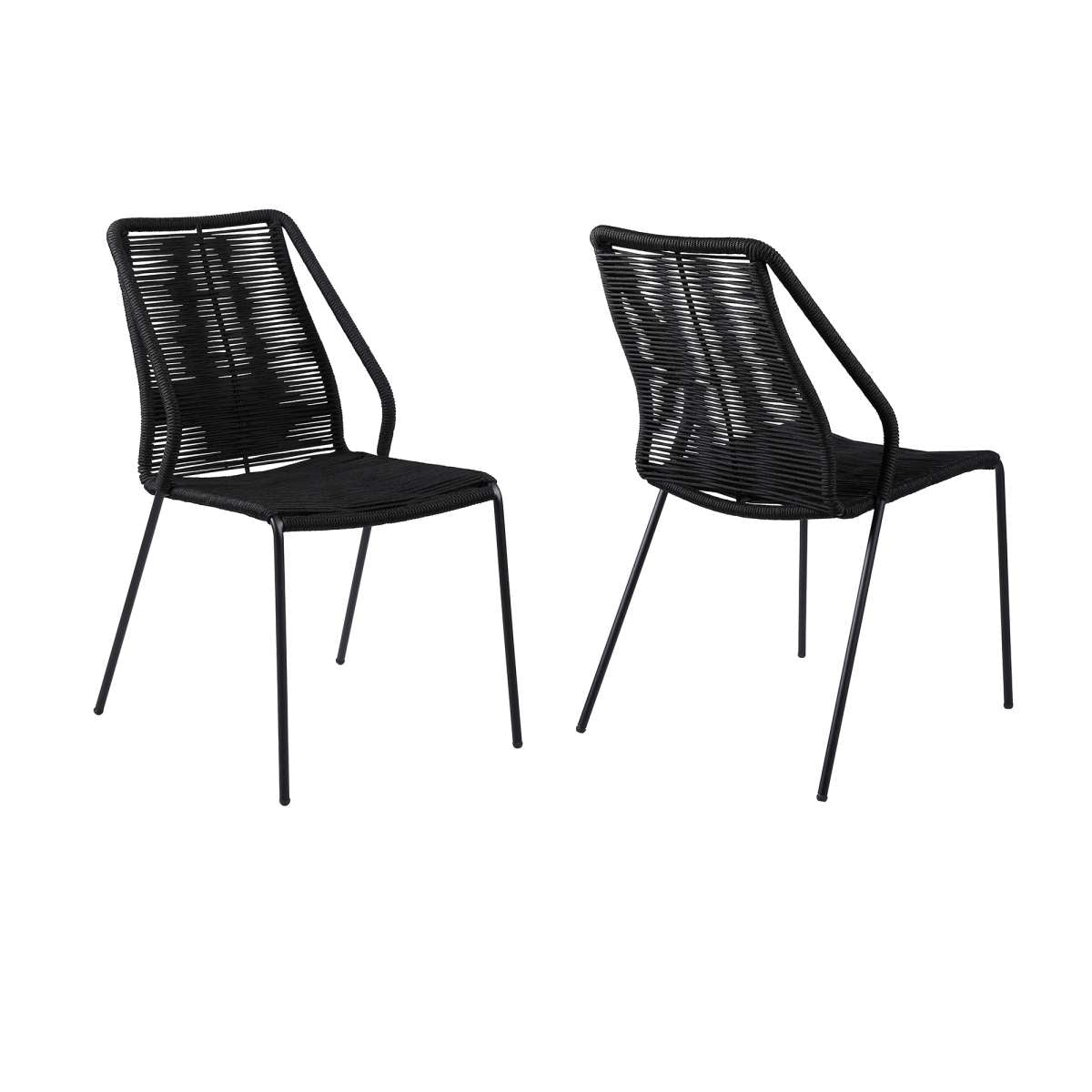 Clip Indoor Outdoor Stackable Steel Dining Chair with Black Rope - Set of 2 By Armen Living | Outdoor Chairs |  Modishstore  - 2