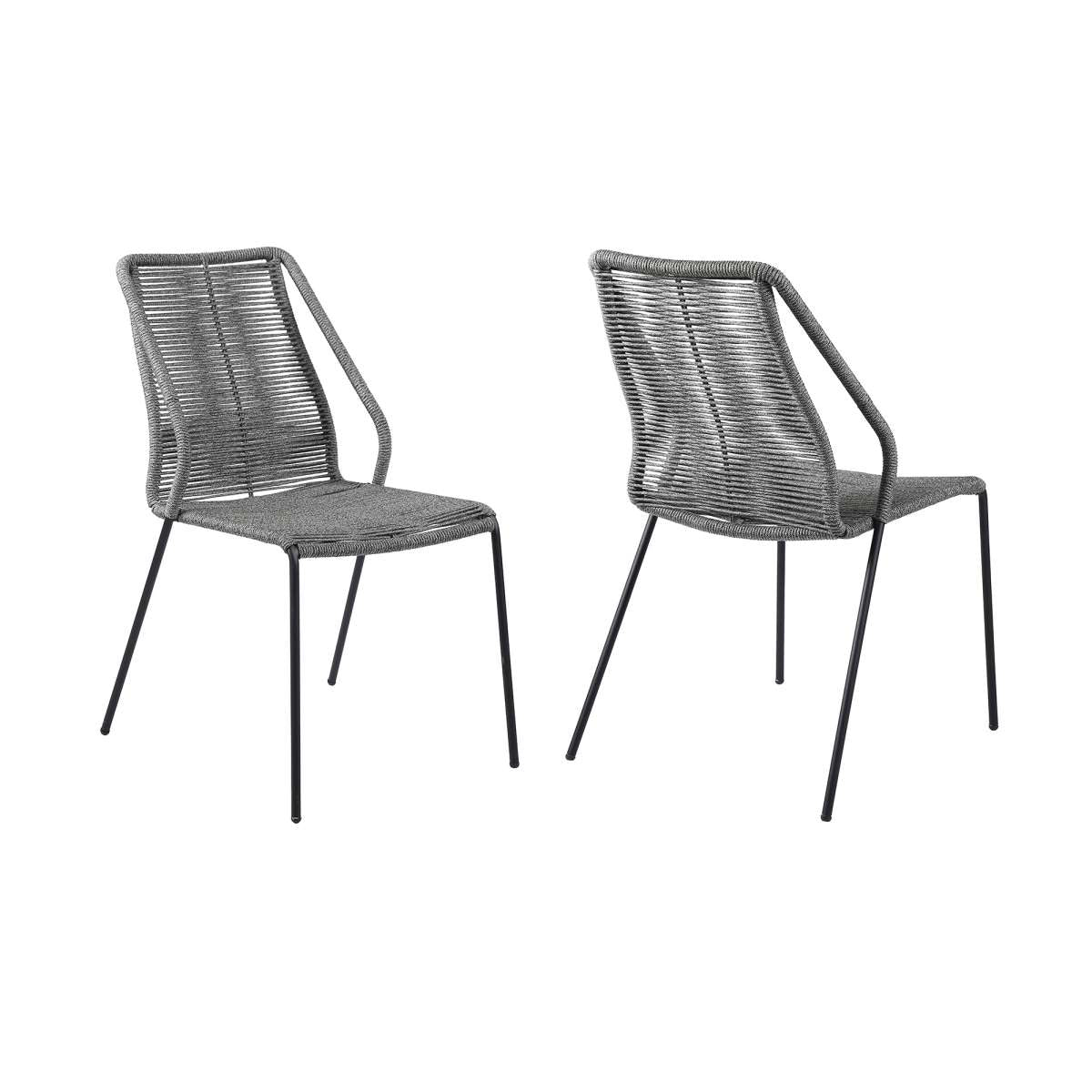 Clip Indoor Outdoor Stackable Steel Dining Chair with Black Rope - Set of 2 By Armen Living | Outdoor Chairs |  Modishstore  - 26