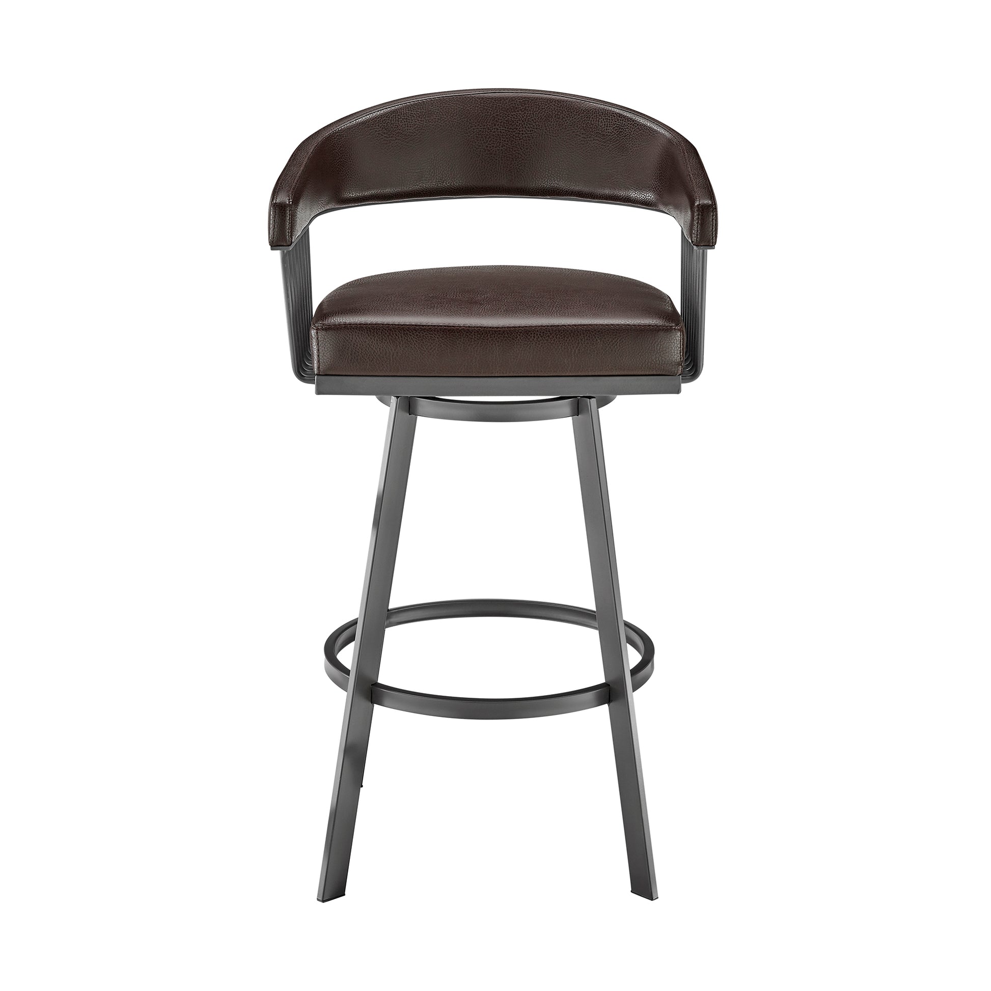 Chelsea 26" Counter Height Swivel Bar Stool in Java Brown Finish and Chocolate Faux Leather By Armen Living | Bar Stools | Modishstore - 3