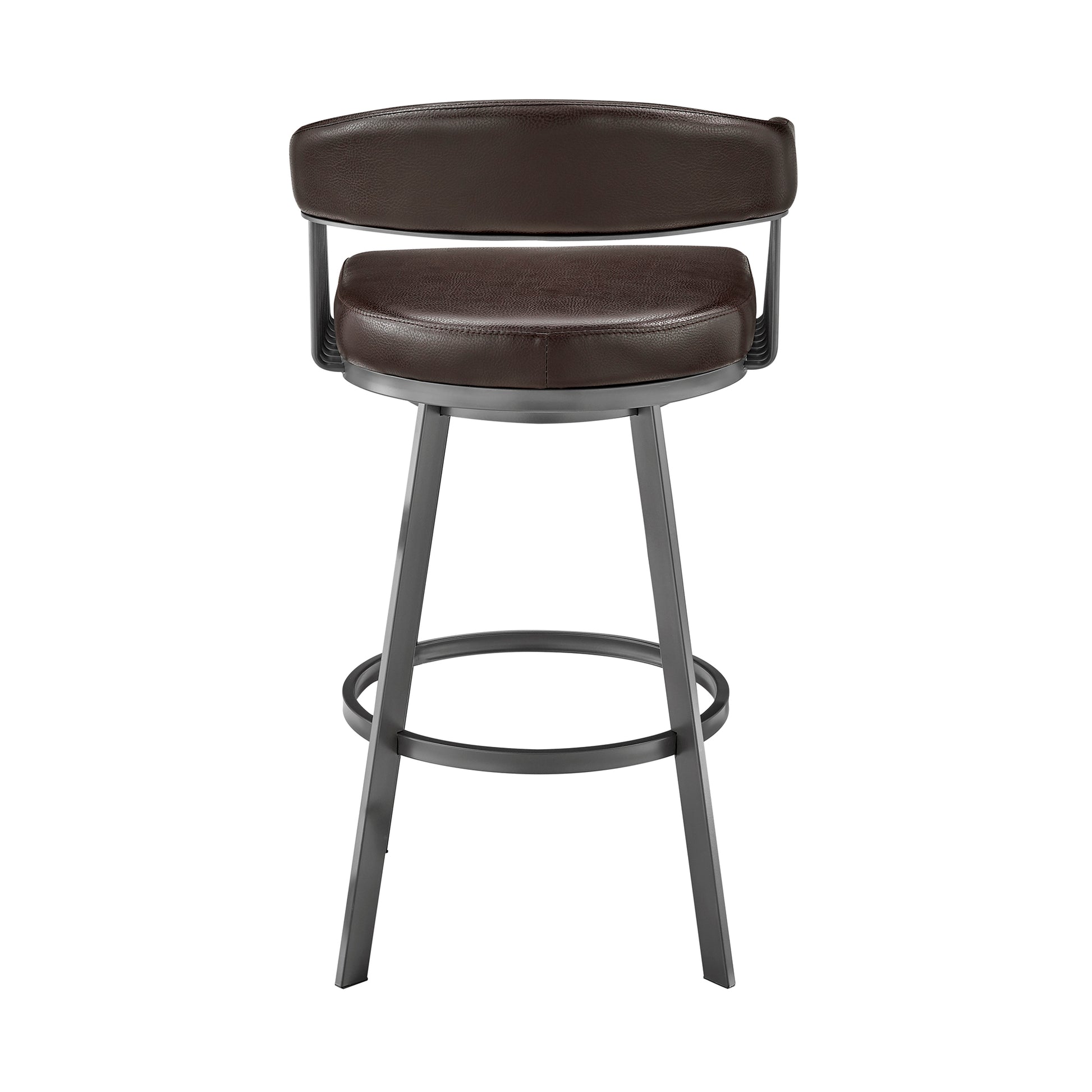 Chelsea 26" Counter Height Swivel Bar Stool in Java Brown Finish and Chocolate Faux Leather By Armen Living | Bar Stools | Modishstore - 6