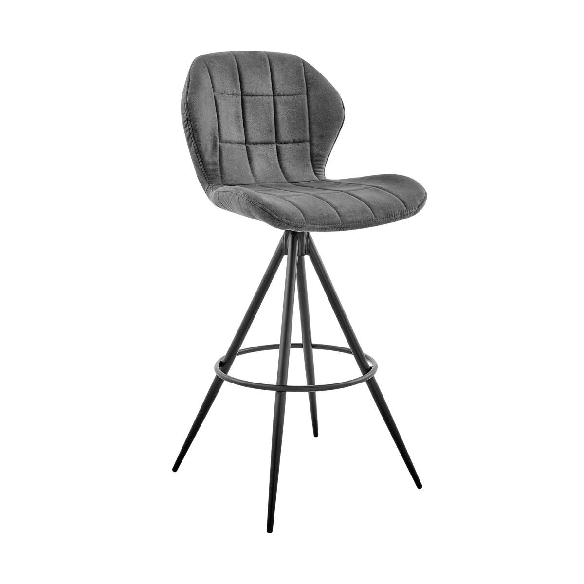 Catalina 30" Bar Height Bar Stool in Charcoal Fabric and Balck Finish By Armen Living | Bar Stools | Modishstore - 2