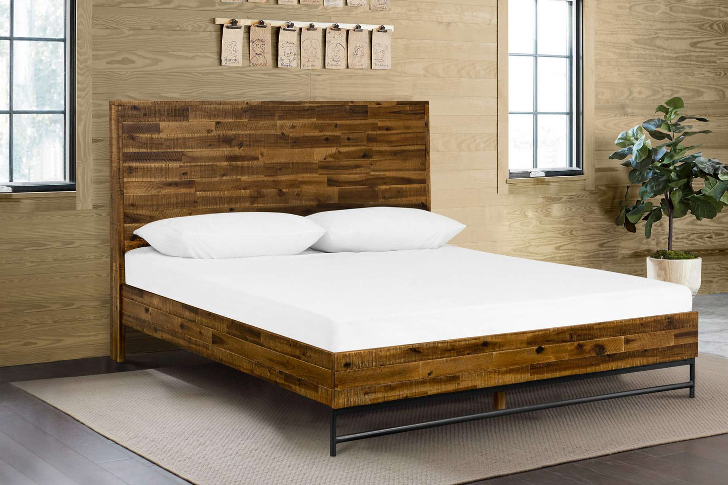 Cusco Rustic Acacia Platform Queen Bed By Armen Living | Beds | Modishstore