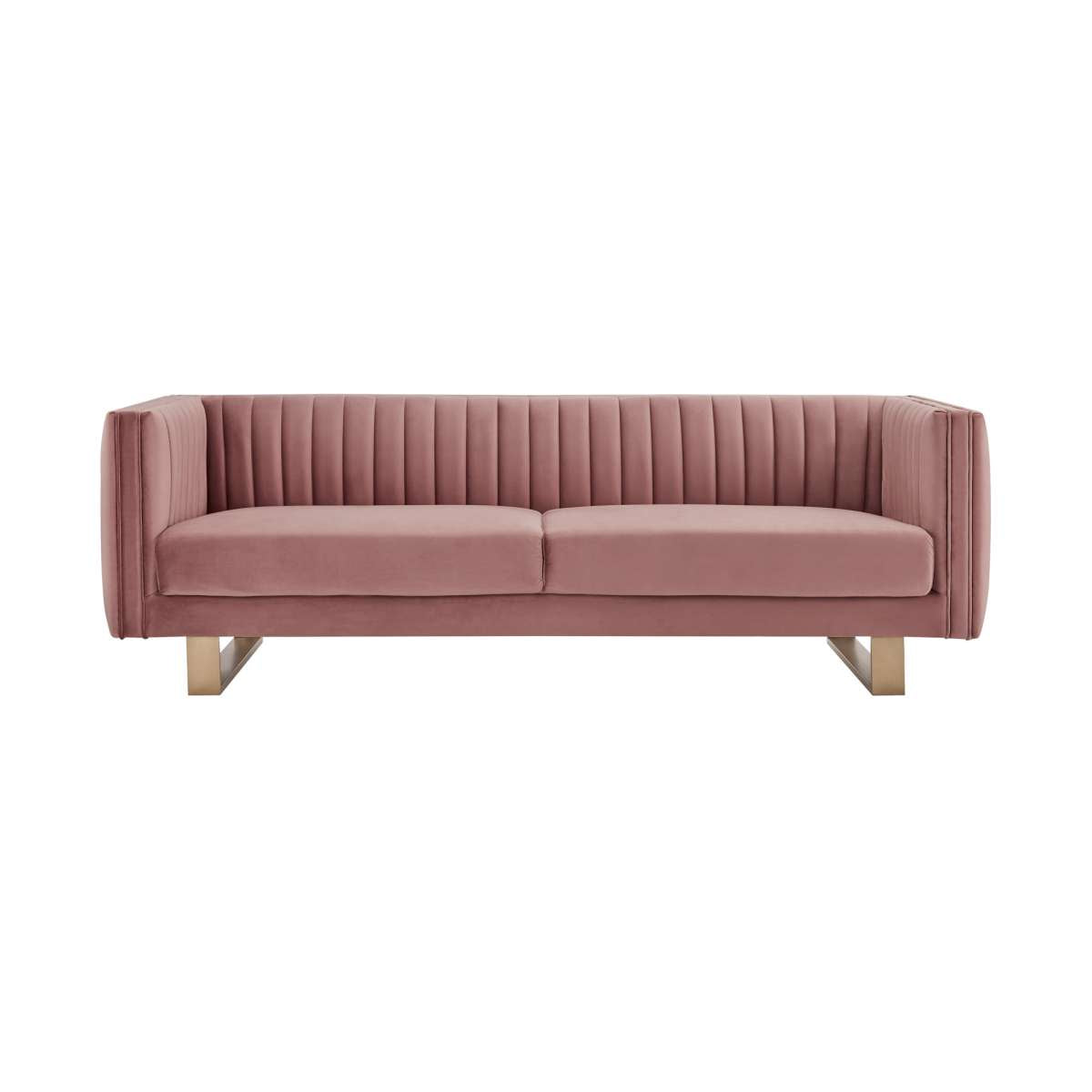 Delilah 86" Blush Velvet Square Arm Sofa By Armen Living | Sofas |  Modishstore  - 4