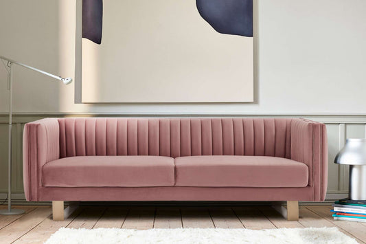 Delilah 86" Blush Velvet Square Arm Sofa By Armen Living | Sofas |  Modishstore 