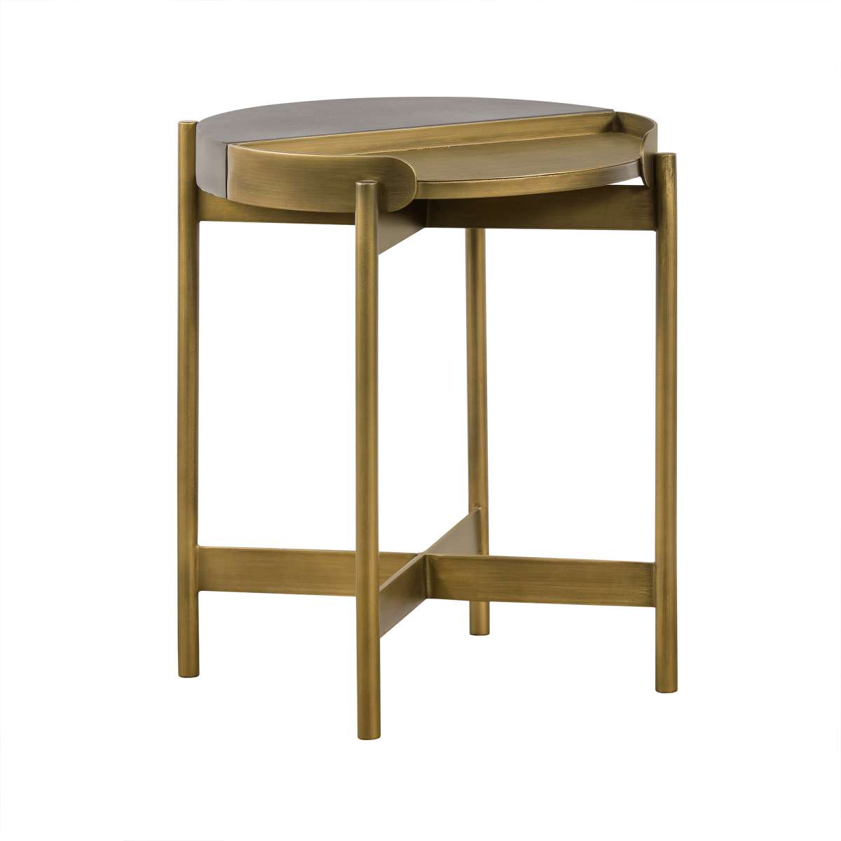 Dua Gray Concrete End Table with Antique Brass By Armen Living | End Tables | Modishstore