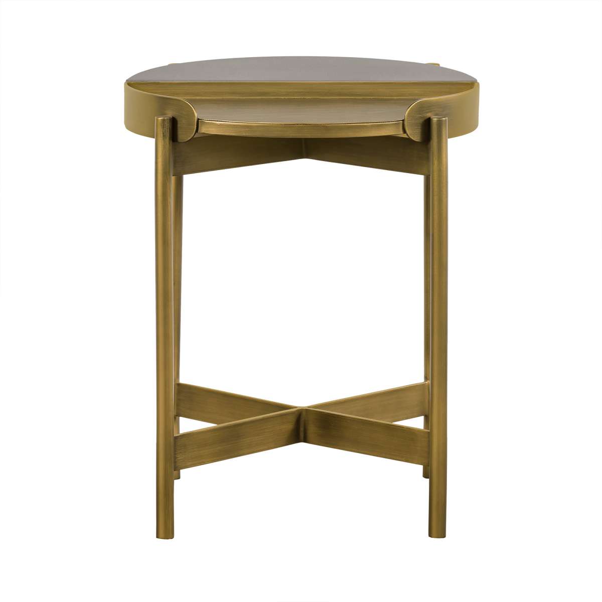 Dua Gray Concrete End Table with Antique Brass By Armen Living | End Tables | Modishstore - 2