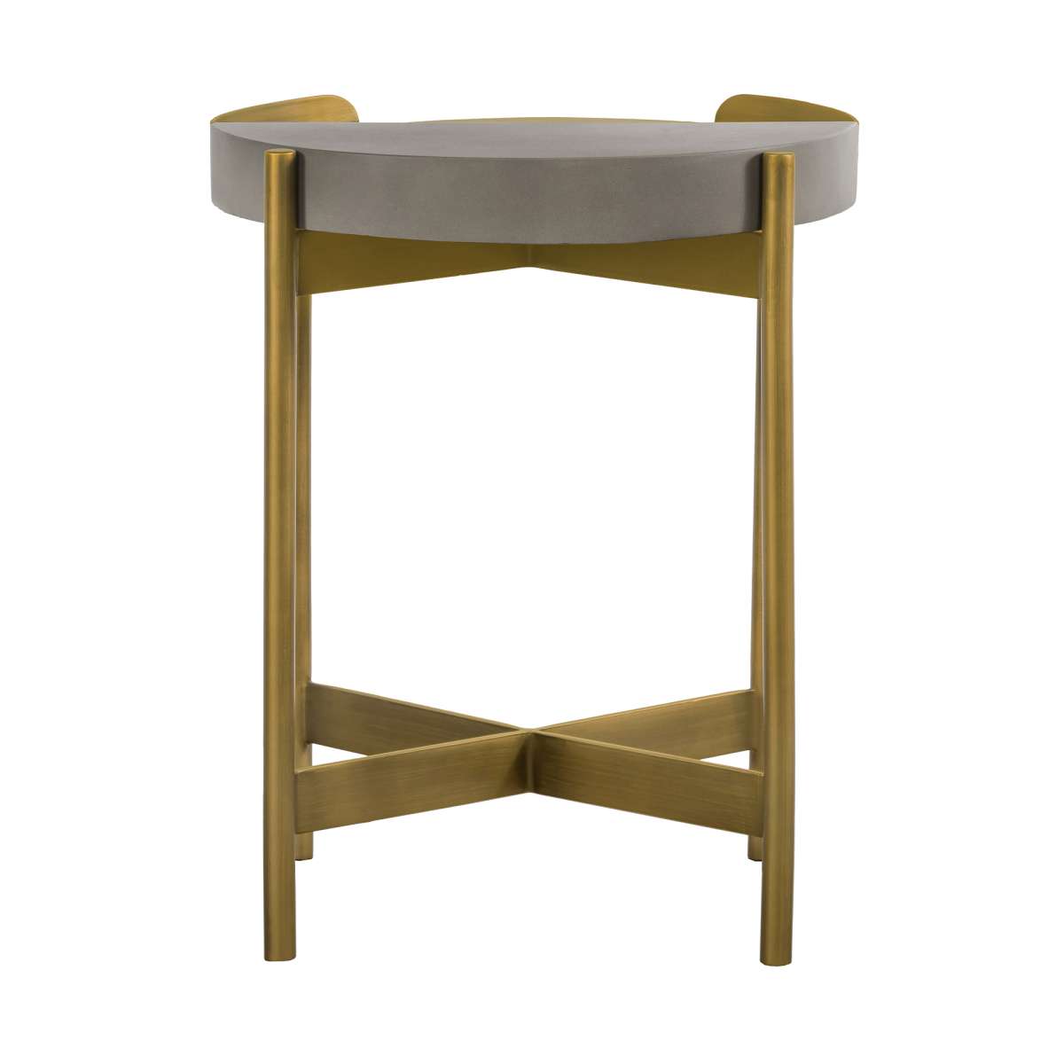 Dua Gray Concrete End Table with Antique Brass By Armen Living | End Tables | Modishstore - 3