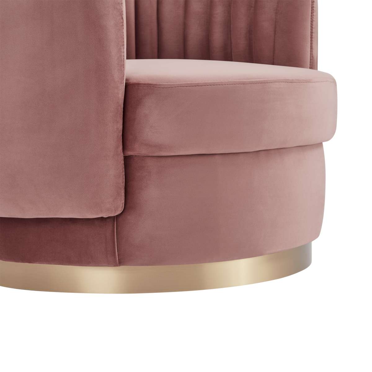 Davy Blush Velvet Swivel Accent Chair with Gold Base By Armen Living | Accent Chairs |  Modishstore  - 4