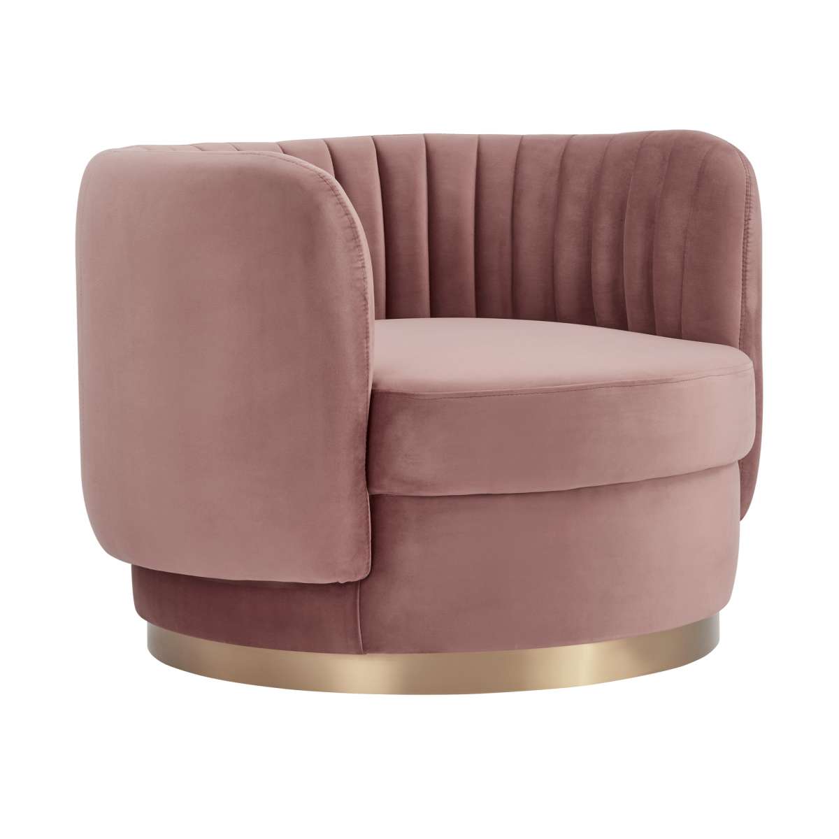 Davy Blush Velvet Swivel Accent Chair with Gold Base By Armen Living | Accent Chairs |  Modishstore  - 5