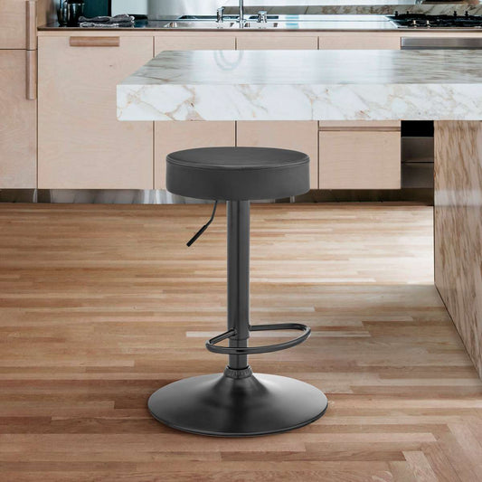 Dax Backless Dark Gray Faux Leather Adjustable Height Bar Stool By Armen Living | Bar Stools |  Modishstore 