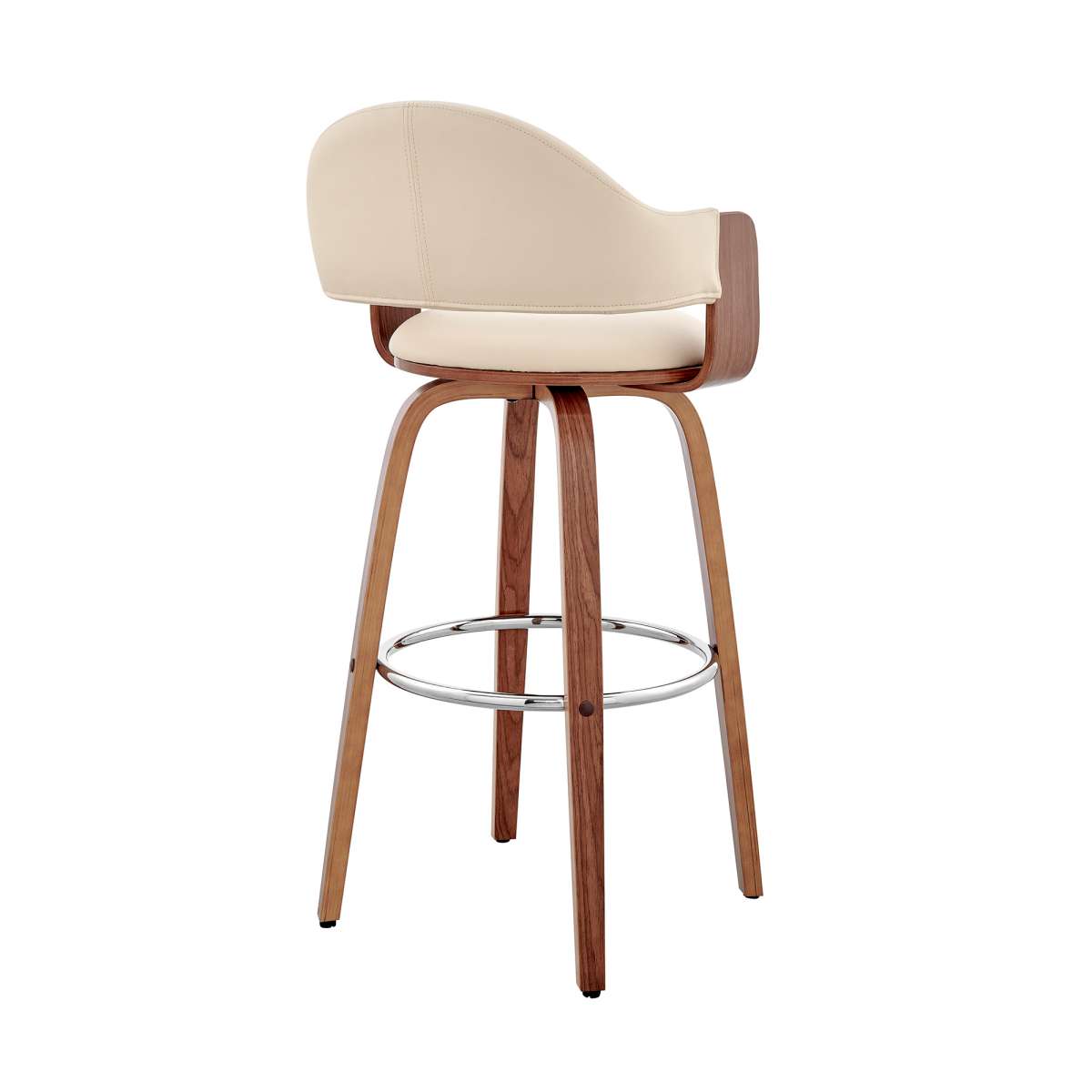 Daxton 30" Cream Faux Leather and Walnut Wood Bar Stool By Armen Living | Bar Stools | Modishstore - 3