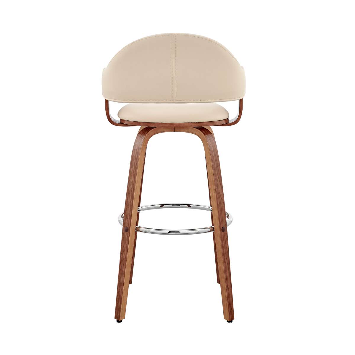 Daxton 30" Cream Faux Leather and Walnut Wood Bar Stool By Armen Living | Bar Stools | Modishstore - 4