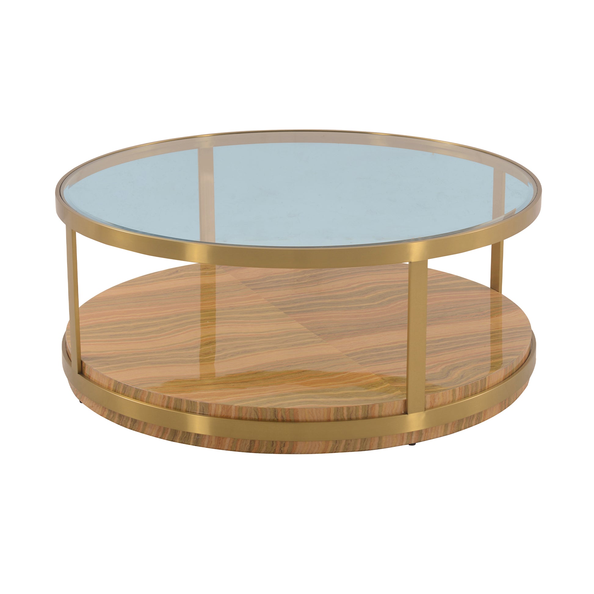 Hattie Glass Top Coffee Table with Brushed Gold Legs By Armen Living | Coffee Tables | Modishstore - 2